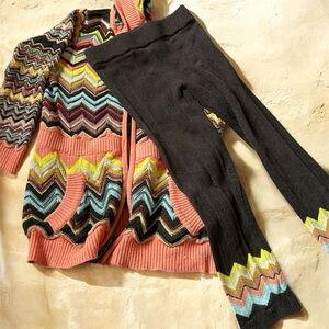 Missoni Target Addition Colorful Chevron Cardigan and Black Pants Set